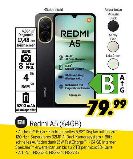 Redmi A5 (64GB) - Entdecken Sie das ideale Smartphone für jeden Tag!