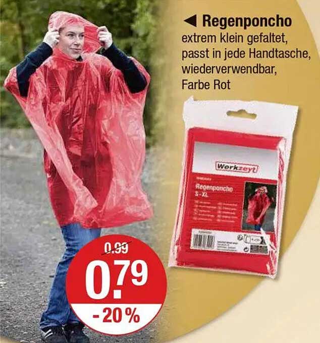 Regenponcho S-XL - Jetzt nur €0,79!