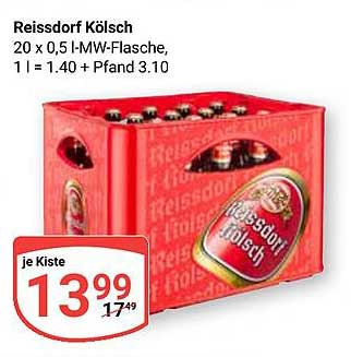 Reissdorf Kölsch - Kasten mit 20 x 0,5 l-MW-Flaschen