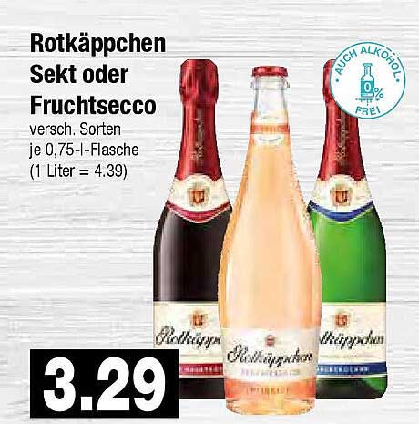 Rotkäppchen Sekt oder Fruchtsecco – Verschiedene Sorten je 0,75-l-Flasche