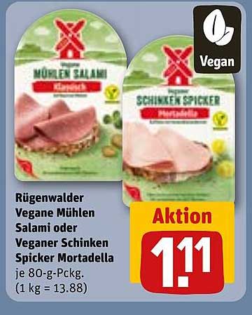Rügenwalder Vegane Mühlen Salami oder Veganer Schinken Spicker Mortadella
