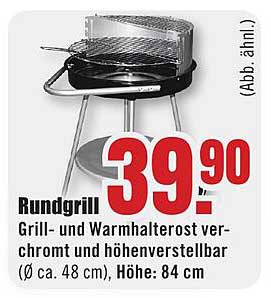 Rundgrill - Grill- und Warmhalterost verchromt und höhenverstellbar