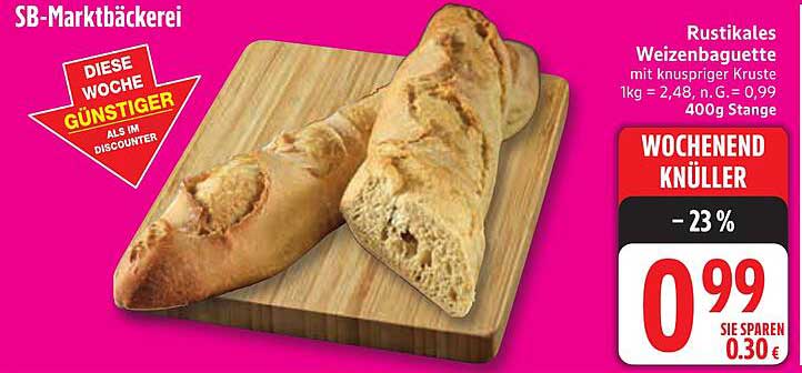 Rustikales Weizenbaguette mit knuspriger Kruste