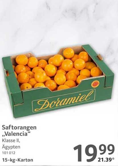 Saftorangen „Valencia“ 15-kg-Karton