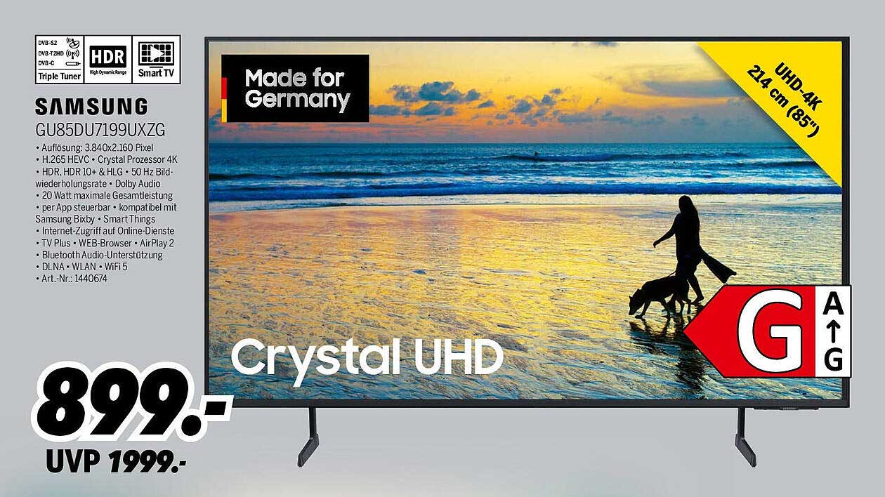 Samsung GU85DU7199UXZG - 85" Crystal UHD Smart TV