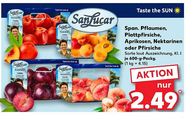 SanLucar Sommerliebe: Spanische Pflaumen, Plattpfirsiche, Aprikosen, Nektarinen oder Pfirsiche - 600g Packung
