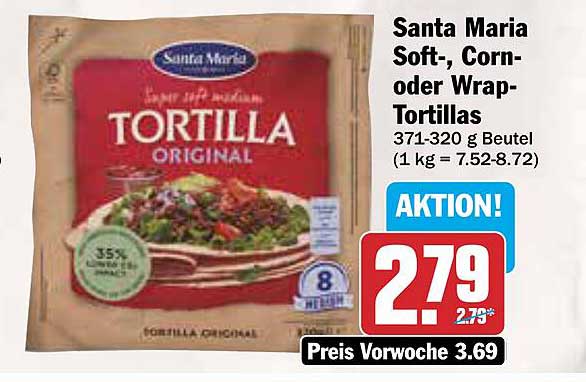 Santa Maria Soft-, Corn- oder Wrap-Tortillas 371-320 g Beutel