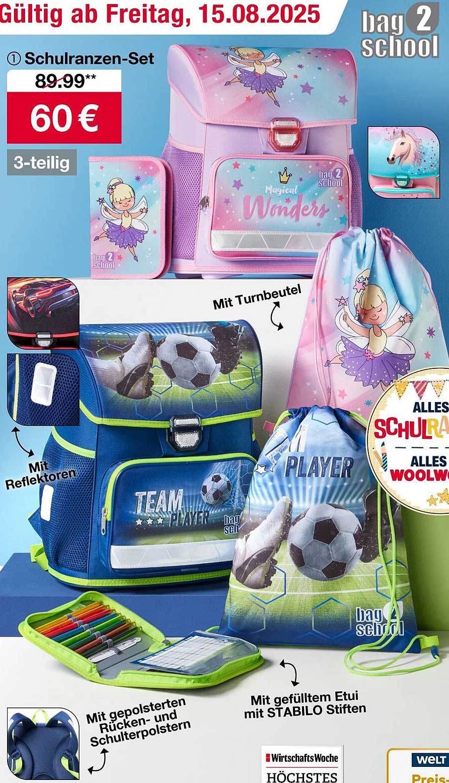 Schulranzen-Set 3-teilig von bag 2 school