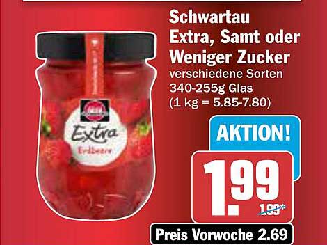 Schwartau Extra, Samt oder Weniger Zucker - verschiedene Sorten 340-255g Glas