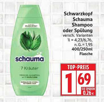 Schwarzkopf Schauma Shampoo oder Spülung 400/250ml Flasche