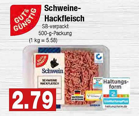 Schweine-Hackfleisch SB-verpackt 500-g-Packung