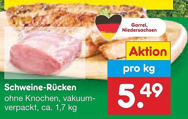 Schweine-Rücken ohne Knochen, vakuumverpackt, ca. 1,7 kg