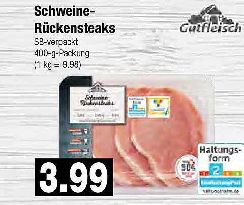 Schweine-Rückensteaks SB-verpackt 400-g-Packung