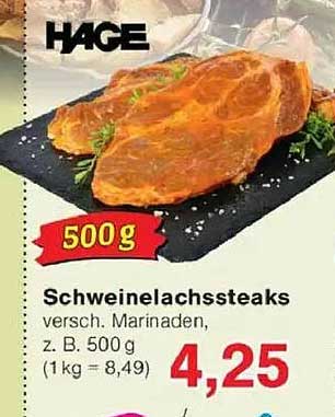 Schweinelachssteaks versch. Marinaden, z. B. 500 g
