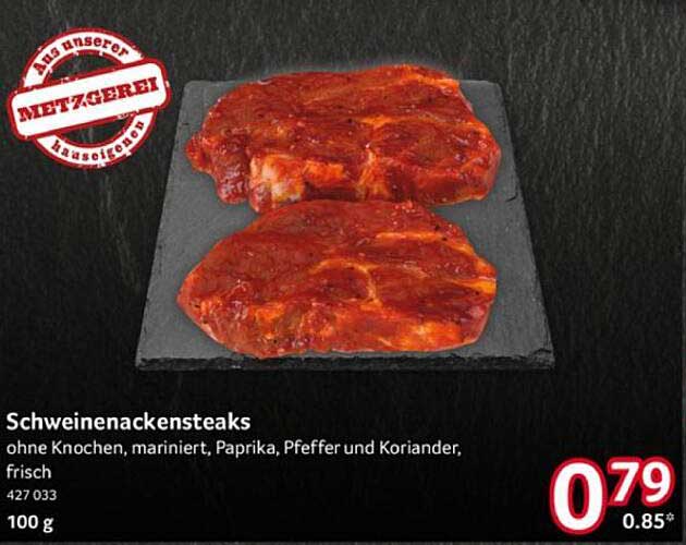 Schweinenackensteaks ohne Knochen, mariniert