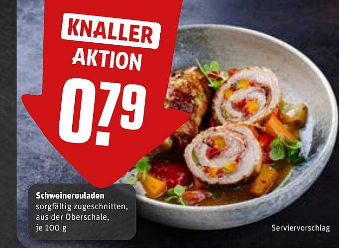 Schweinerouladen sorgfältig zugeschnitten, aus der Oberschale, je 100 g
