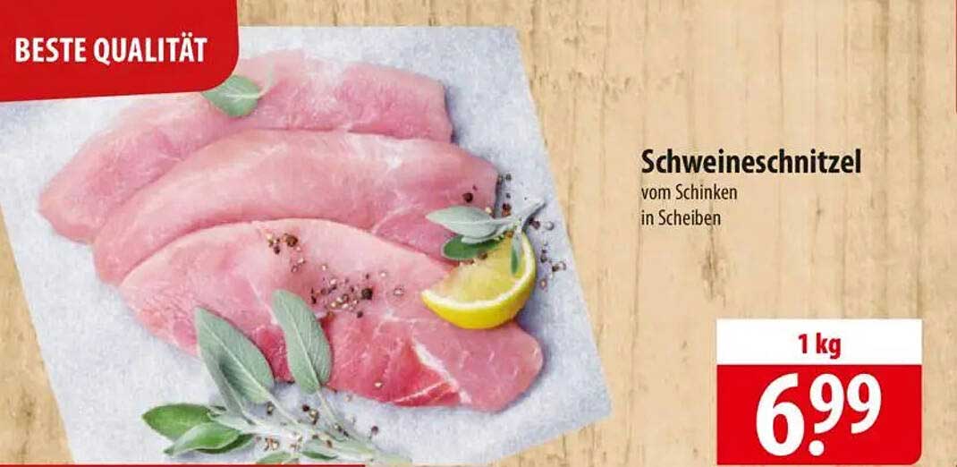 Schweineschnitzel vom Schinken in Scheiben