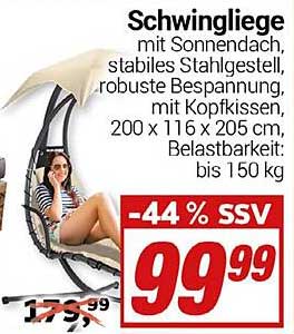Schwingliege mit Sonnendach und stabilem Stahlgestell