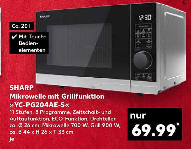 SHARP Mikrowelle mit Grillfunktion »YC-PG204AE-S«
