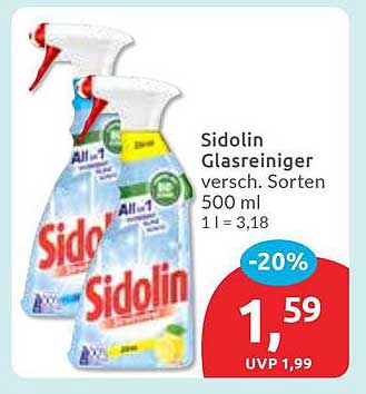 Sidolin Glasreiniger, 500 ml, verschiedene Sorten - nur 1,59 €