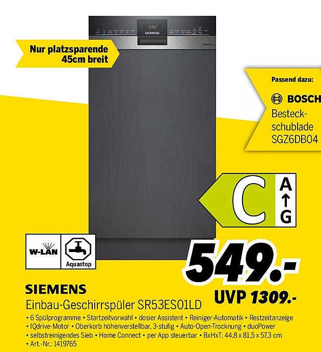 SIEMENS Einbau-Geschirrspüler SR53ES01LD
