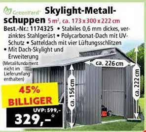 Skylight-Metallschuppen 5 m²