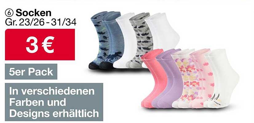 Sockenset 5er Pack in verschiedenen Farben und Designs