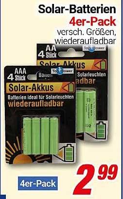 Solar-Batterien 4er-Pack
