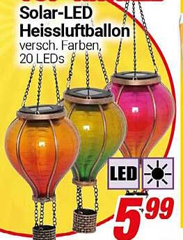Solar-LED Heißluftballon – verschiedene Farben, 20 LEDs