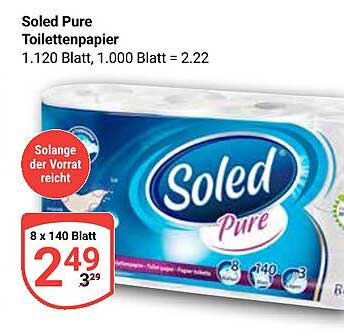 Soled Pure Toilettenpapier 8 x 140 Blatt