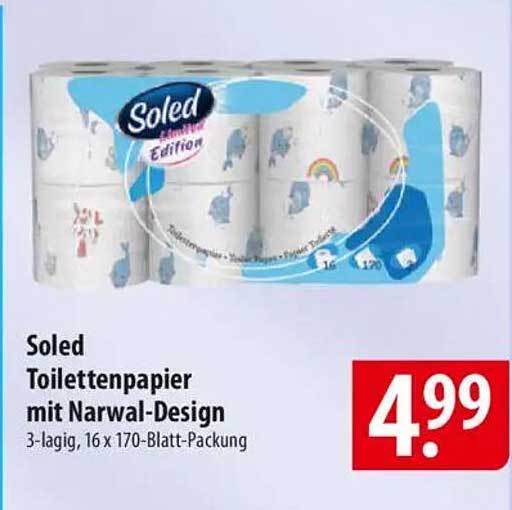 Soled Toilettenpapier mit Narwal-Design