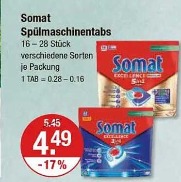 Somat Spülmaschinentabs - 16-28 Stück verschiedene Sorten je Packung