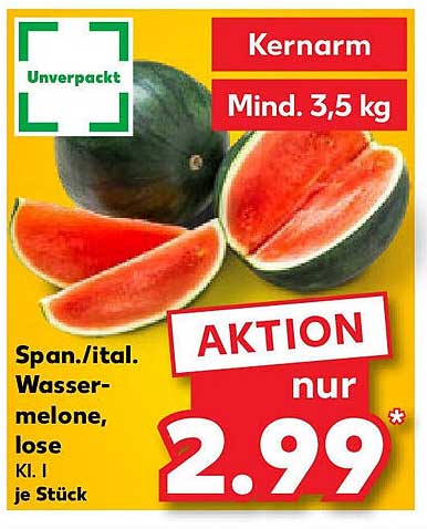Spanische/Italienische Wassermelone, lose - Aktionspreis nur 2,99 €
