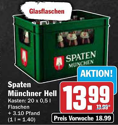 Spaten Münchner Hell Kasten (20 x 0,5 L Flaschen)