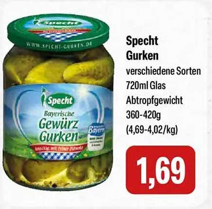 Specht Gewürz Gurken - verschiedene Sorten 720ml Glas