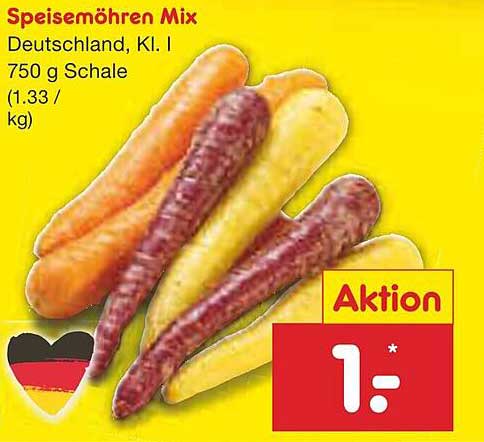 Speisemöhren Mix, 750 g Schale für nur 1,- €