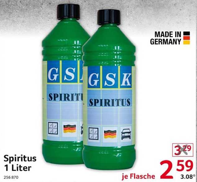 Spiritus 1 Liter je Flasche