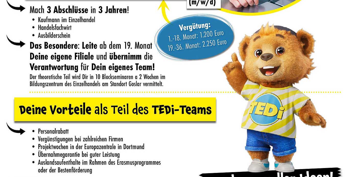 Starte deine Karriere mit TEDi – Ausbildung zum Kaufmann im Einzelhandel