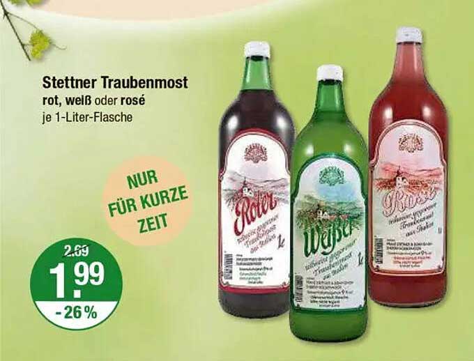 Stettner Traubenmost rot, weiß oder rosé je 1-Liter-Flasche