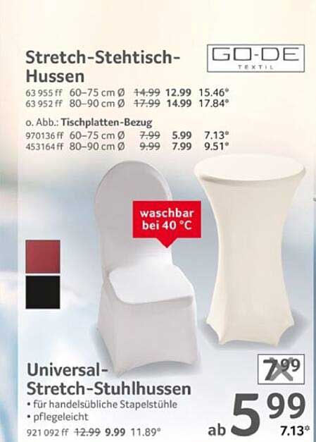 Stretch-Stehtisch-Hussen und Universal-Stretch-Stuhlhussen