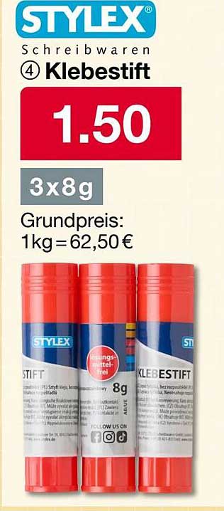 STYLEX Klebestift 3x8g