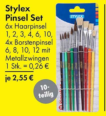 Stylex Pinsel Set 10-teilig - Ideal für kreative Projekte