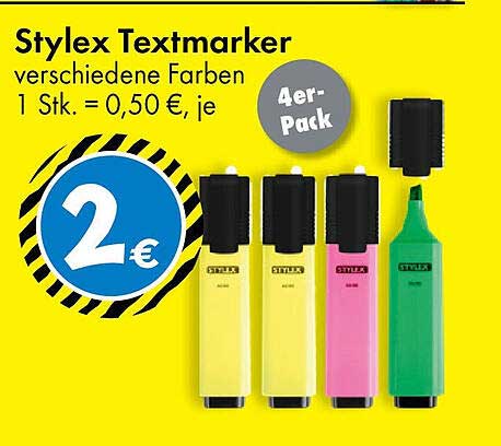 Stylex Textmarker – 4er-Pack in verschiedenen Farben