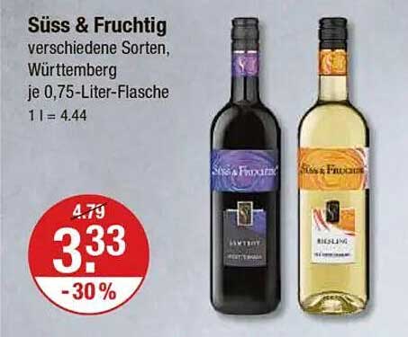 Süss & Fruchtig - verschiedene Sorten, Württemberg je 0,75-Liter-Flasche