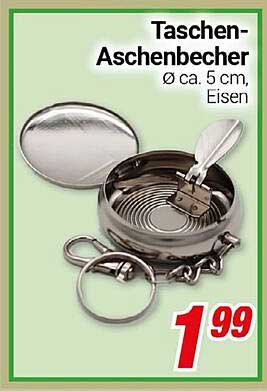 Taschen-Aschenbecher Ø ca. 5 cm, Eisen