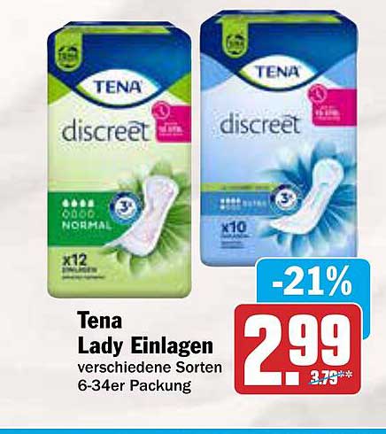 Tena Lady Einlagen verschiedene Sorten 6-34er Packung