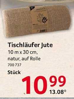 Tischläufer Jute 10 m x 30 cm, natur, auf Rolle