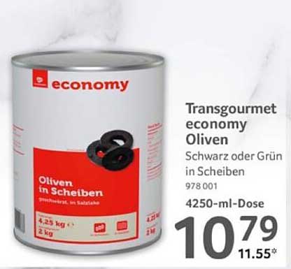 Transgourmet economy Oliven in Scheiben