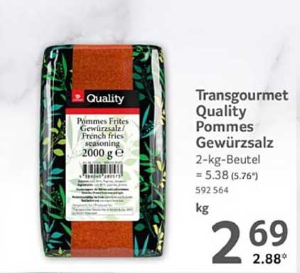 Transgourmet Quality Pommes Gewürzsalz 2-kg-Beutel
