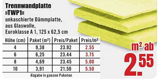 Trennwandplatte »TWP1«
